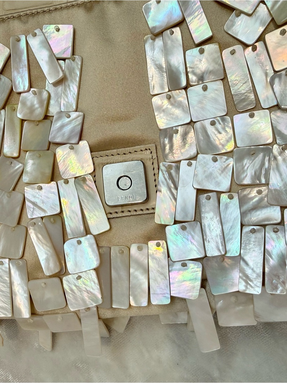 Fendi Baguette Mother-of-Pearl Vintage Glitter Shoulder Bag - Picture 4 of 15